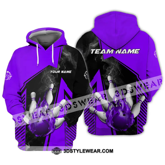 Unisex Shirt - Custom Name And Team Name Bowling Sport Shirt, Purple Ball style option 4