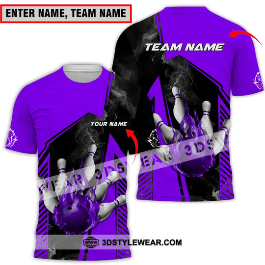 Unisex Shirt - Custom Name And Team Name Bowling Sport Shirt, Purple Ball style option 1