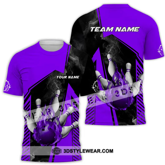 Unisex Shirt - Custom Name And Team Name Bowling Sport Shirt, Purple Ball style option 2