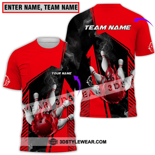 Unisex Shirt - Custom Name And Team Name Bowling Sport Shirt, Red Ball style option 1