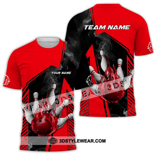 Unisex Shirt - Custom Name And Team Name Bowling Sport Shirt, Red Ball style option 2