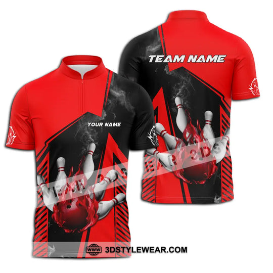 Unisex Shirt - Custom Name And Team Name Bowling Sport Shirt, Red Ball style option 3