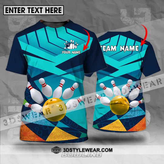Unisex Shirt - Custom Name And Team Name Shirt, Bowling Yellow Ball style option 1
