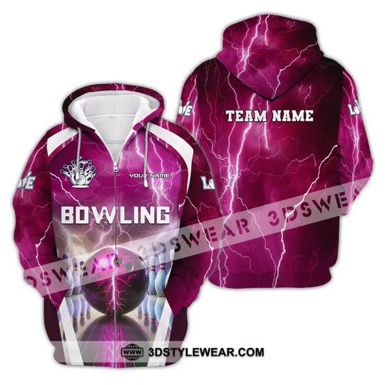 Unisex Shirt, Custom Name and Team Name Bowling Zip Polo Shirt, Shirt for Bowling Player, Bowling T-shirt style option 3