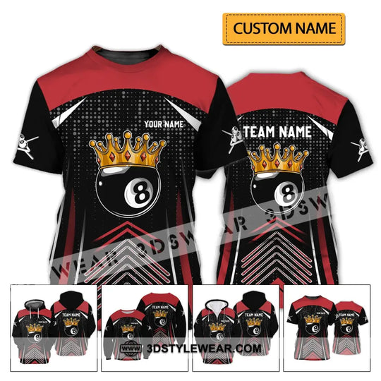 Unisex Shirt - Custom Name And Team Name Shirt - Crown Billiard Ball Number 8 style option 2