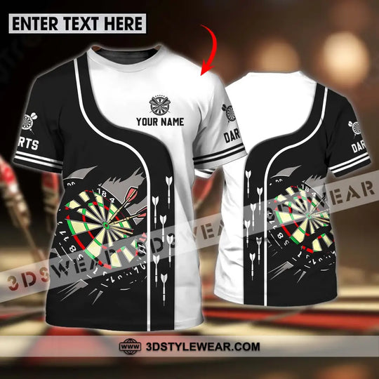 Unisex Shirt - Custom Name And Team Name Darts Shirt, Black And White style option 1