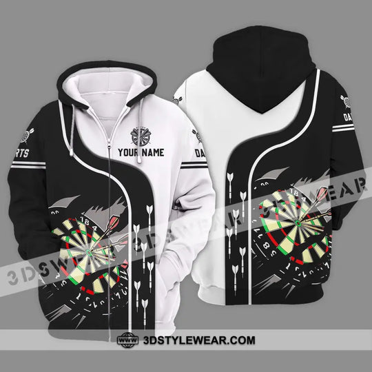 Unisex Shirt - Custom Name And Team Name Darts Shirt, Black And White style option 3