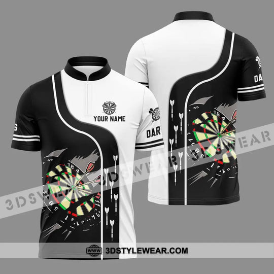 Unisex Shirt - Custom Name And Team Name Darts Shirt, Black And White style option 2