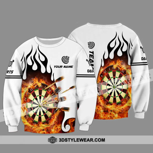 Unisex Shirt - Custom Name And Team Name Darts Shirt, Fire Dartboard style option 4