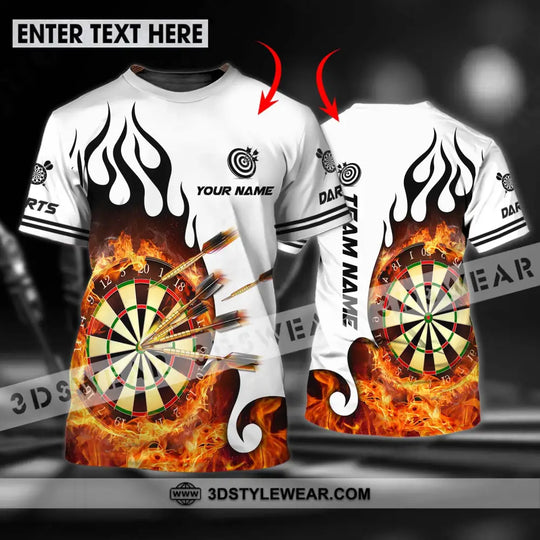 Unisex Shirt - Custom Name And Team Name Darts Shirt, Fire Dartboard style option 1