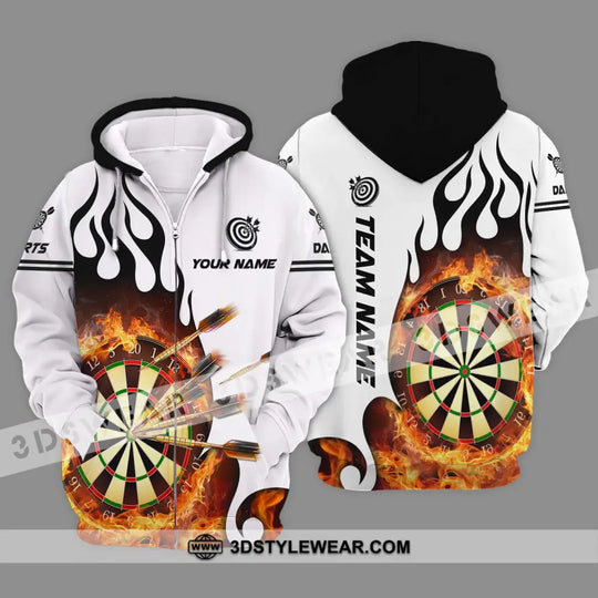Unisex Shirt - Custom Name And Team Name Darts Shirt, Fire Dartboard style option 2