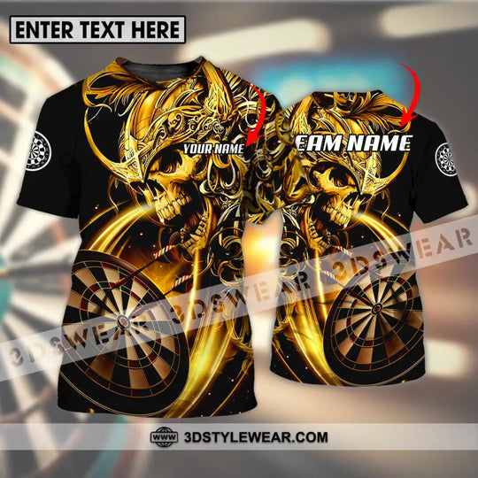 Unisex Shirt - Custom Name And Team Name Darts Shirt, Gold Darts style option 1