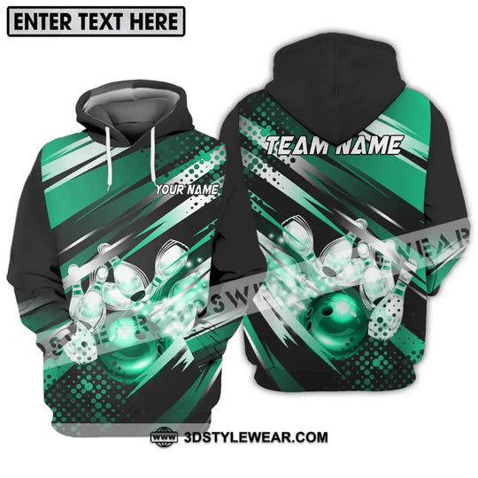 Unisex Shirt - Custom Name And Team Name Shirt, Emerald Bowling Ball And Pins style option 2