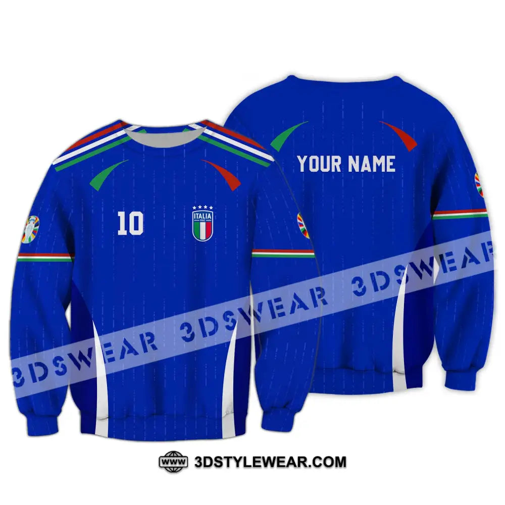 Unisex Shirt - Custom Name And Team Euro 2024 Italy Long Sleeve / S T-Shirt