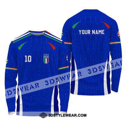 Unisex Shirt - Custom Name And Team Euro 2024 Italy Long Sleeve / S T-Shirt