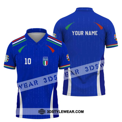 Unisex Shirt - Custom Name And Team Euro 2024 Italy Polo / S T-Shirt