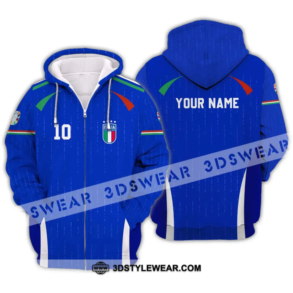 Unisex Shirt - Custom Name And Team Euro 2024 Italy Zipper Hoodie / S T-Shirt