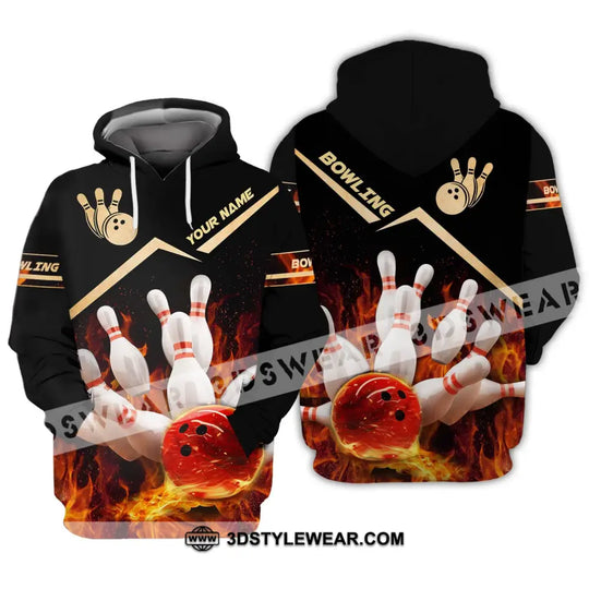 Unisex Shirt - Custom Name And Team Name Shirt, Fiery Bowling Shirt style option 3