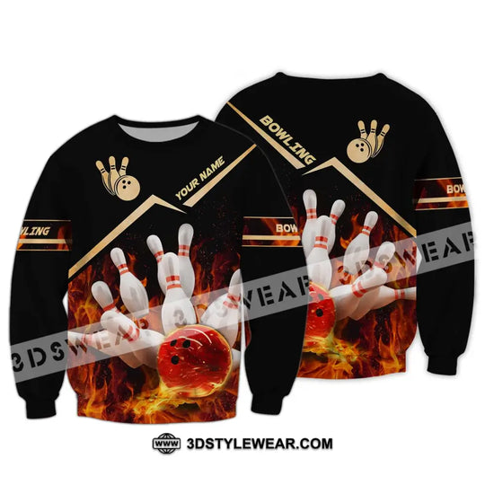 Unisex Shirt - Custom Name And Team Name Shirt, Fiery Bowling Shirt style option 4