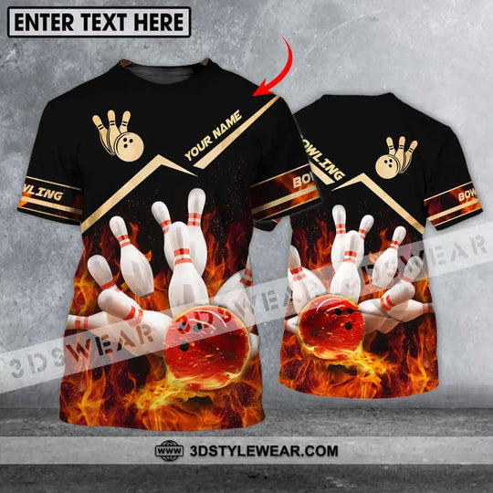 Unisex Shirt - Custom Name And Team Name Shirt, Fiery Bowling Shirt style option 1
