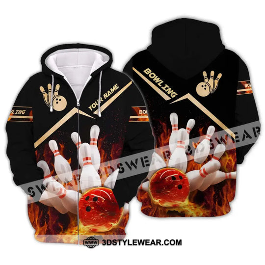 Unisex Shirt - Custom Name And Team Name Shirt, Fiery Bowling Shirt style option 2