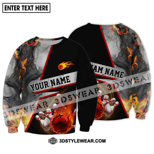 Unisex Shirt - Custom Name And Team Name Shirt, Fire Ball Bowling Lover Shirt style option 4