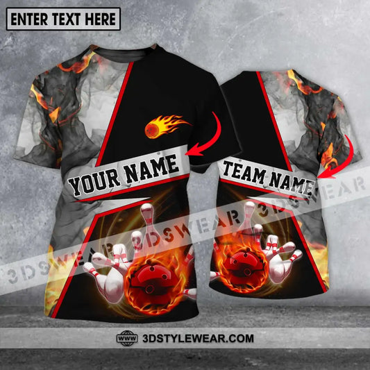 Unisex Shirt - Custom Name And Team Fire Ball Bowling Lover T-Shirt
