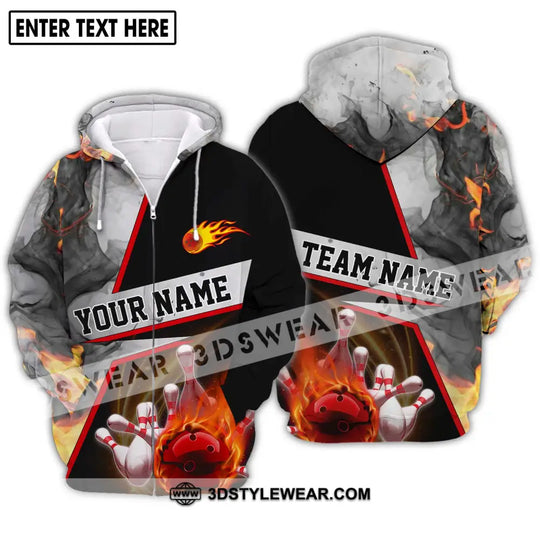 Unisex Shirt - Custom Name And Team Name Shirt, Fire Ball Bowling Lover Shirt style option 2