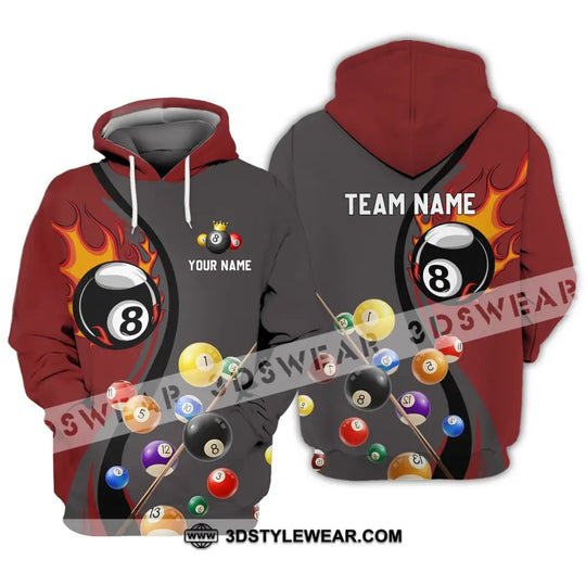 Unisex Shirt - Custom Name And Team Name Shirt - Fire Billiard Ball Shirt For Billiard Lover style option 3