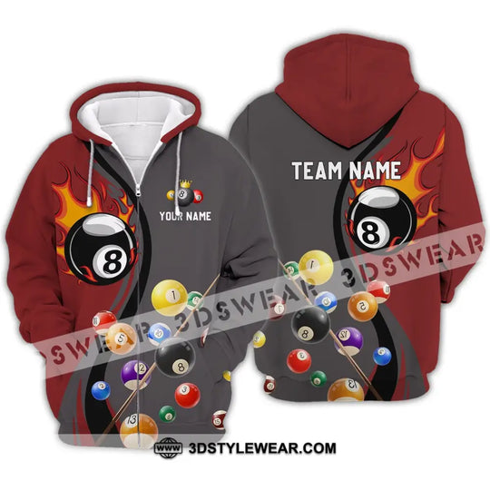 Unisex Shirt - Custom Name And Team Name Shirt - Fire Billiard Ball Shirt For Billiard Lover style option 4
