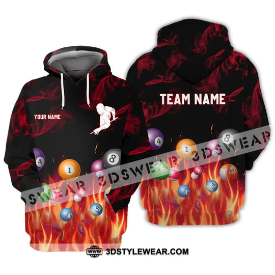 Unisex Shirt - Custom Name And Team Name Shirt - Fire Billiard Ball style option 3