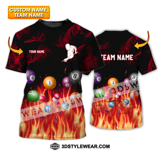 Unisex Shirt - Custom Name And Team Name Shirt - Fire Billiard Ball style option 1
