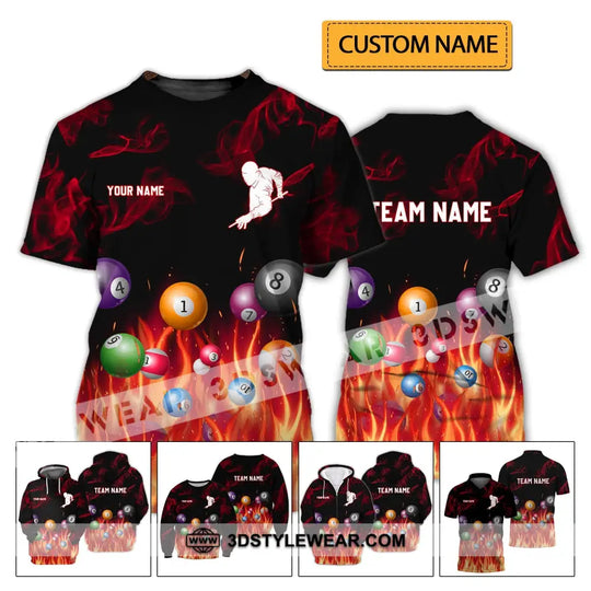 Unisex Shirt - Custom Name And Team Name Shirt - Fire Billiard Ball style option 2