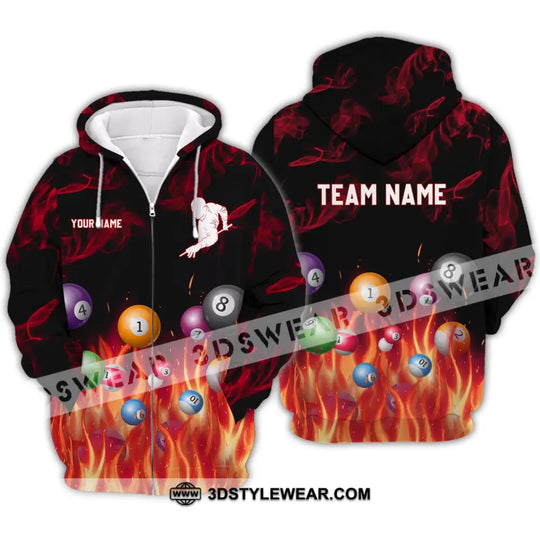 Unisex Shirt - Custom Name And Team Name Shirt - Fire Billiard Ball style option 4