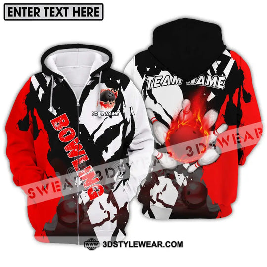 Unisex Shirt - Custom Name And Team Name Shirt, Fire Bowling Ball Player Shirt style option 2