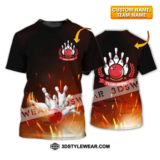 Unisex Shirt - Custom Name And Team Name Shirt -Fire Bowling Balls style option 1