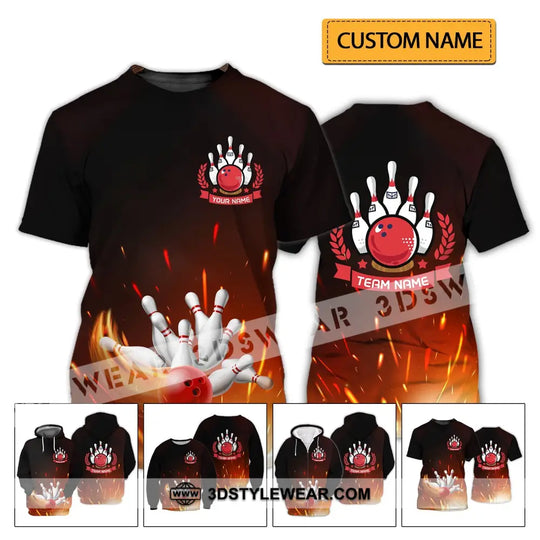 Unisex Shirt - Custom Name And Team Name Shirt -Fire Bowling Balls style option 2