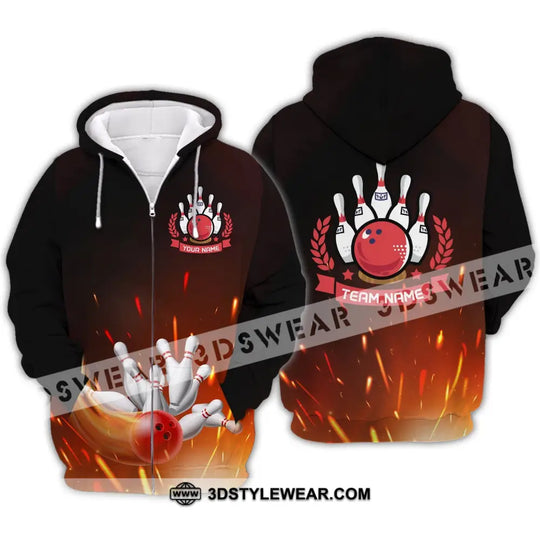 Unisex Shirt - Custom Name And Team Name Shirt -Fire Bowling Balls style option 4