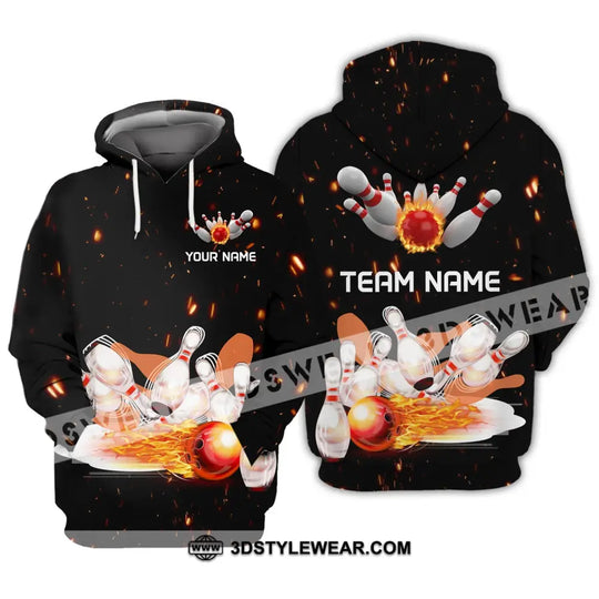 Unisex Shirt - Custom Name And Team Name Shirt - Fire Light Bowling Balls style option 3