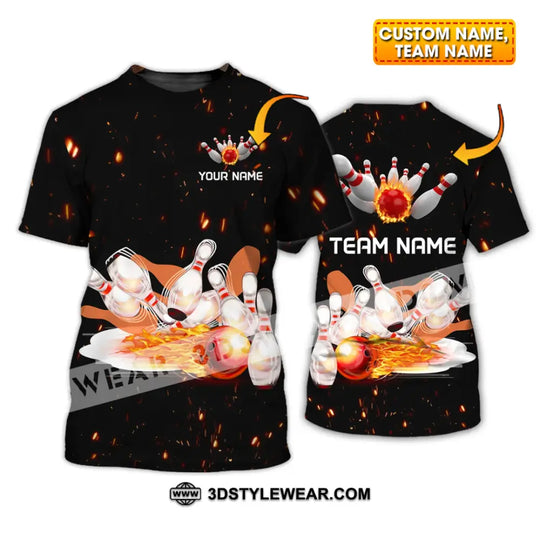 Unisex Shirt - Custom Name And Team Name Shirt - Fire Light Bowling Balls style option 1
