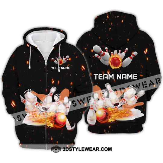 Unisex Shirt - Custom Name And Team Name Shirt - Fire Light Bowling Balls style option 4