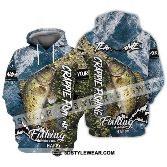 Unisex Shirt - Custom Name And Team Name Fishing Shirt, Fishing Makes Me Happy style option 3