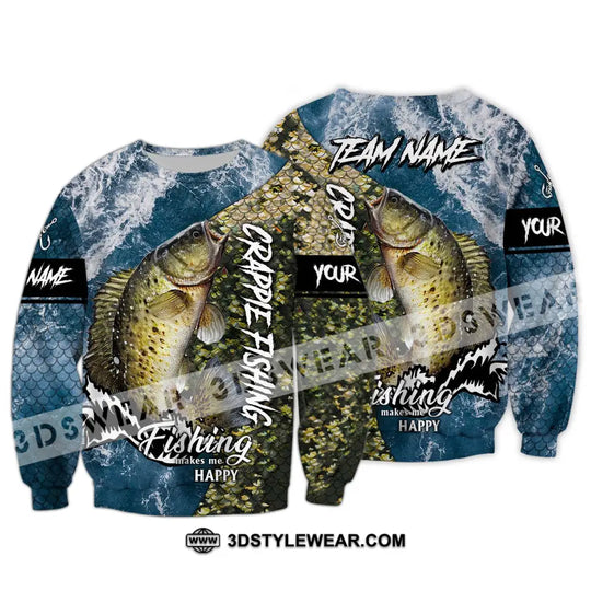 Unisex Shirt - Custom Name And Team Name Fishing Shirt, Fishing Makes Me Happy style option 4
