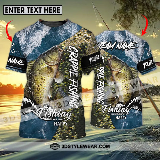Unisex Shirt - Custom Name And Team Name Fishing Shirt, Fishing Makes Me Happy style option 1