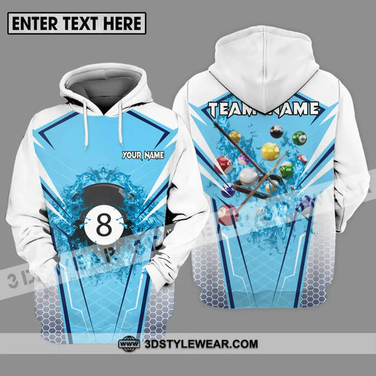 Unisex Shirt - Custom Name And Team Name Shirt For Billiard Lover White And Light Blue style option 3