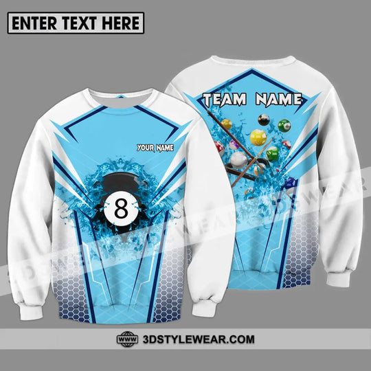 Unisex Shirt - Custom Name And Team Name Shirt For Billiard Lover White And Light Blue style option 4