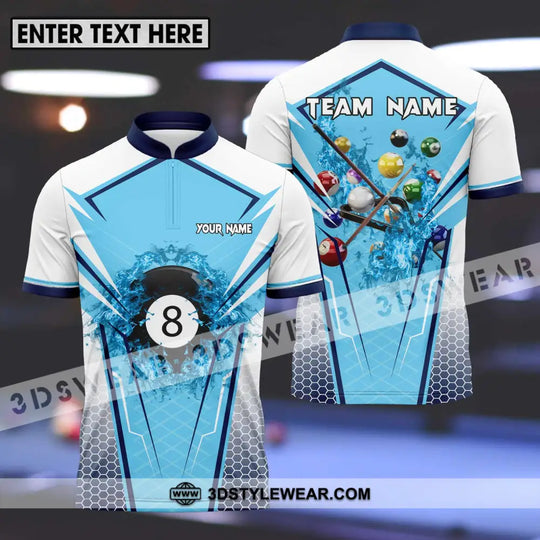 Unisex Shirt - Custom Name And Team Name Shirt For Billiard Lover White And Light Blue style option 1