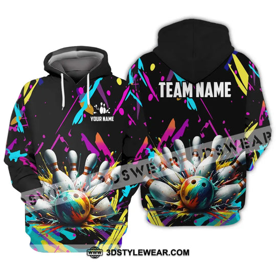 Unisex Shirt - Custom Name And Team Name Shirt, Full Of Colorful Bowling Shirt style option 3