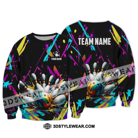 Unisex Shirt - Custom Name And Team Name Shirt, Full Of Colorful Bowling Shirt style option 4