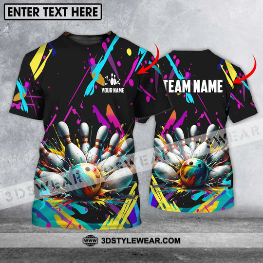 Unisex Shirt - Custom Name And Team Name Shirt, Full Of Colorful Bowling Shirt style option 1